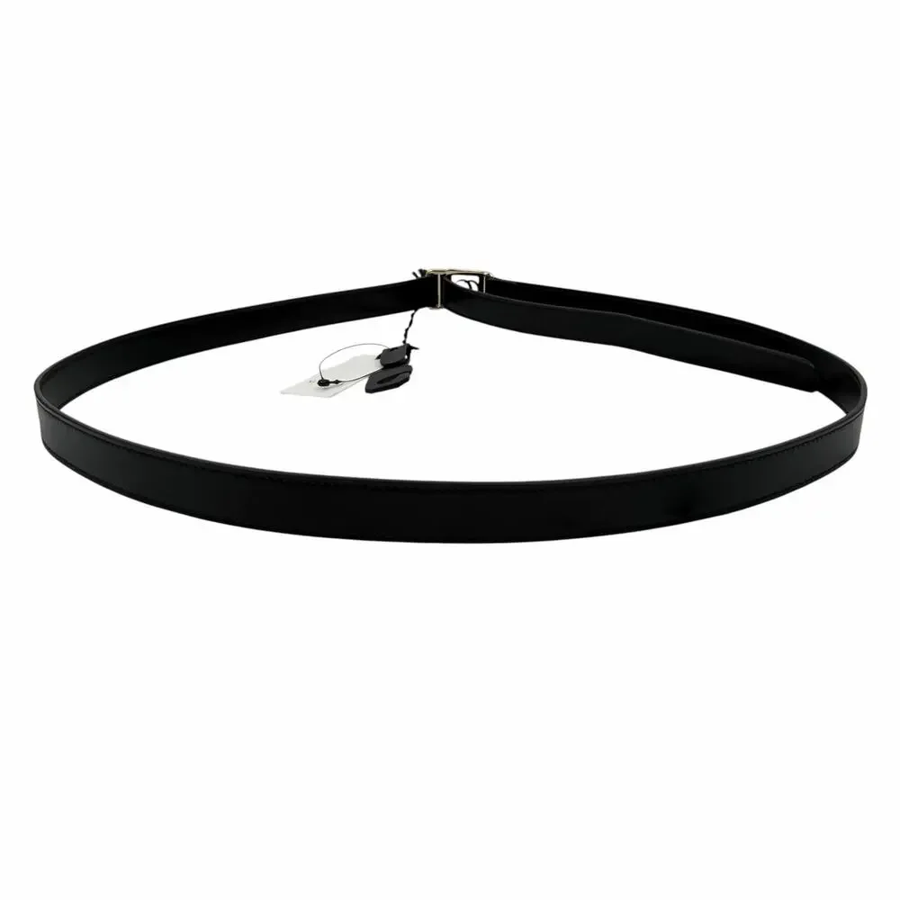 Gucci 20mm Leather Tie Belt Double GG Logo Black Silver Size 95/38
